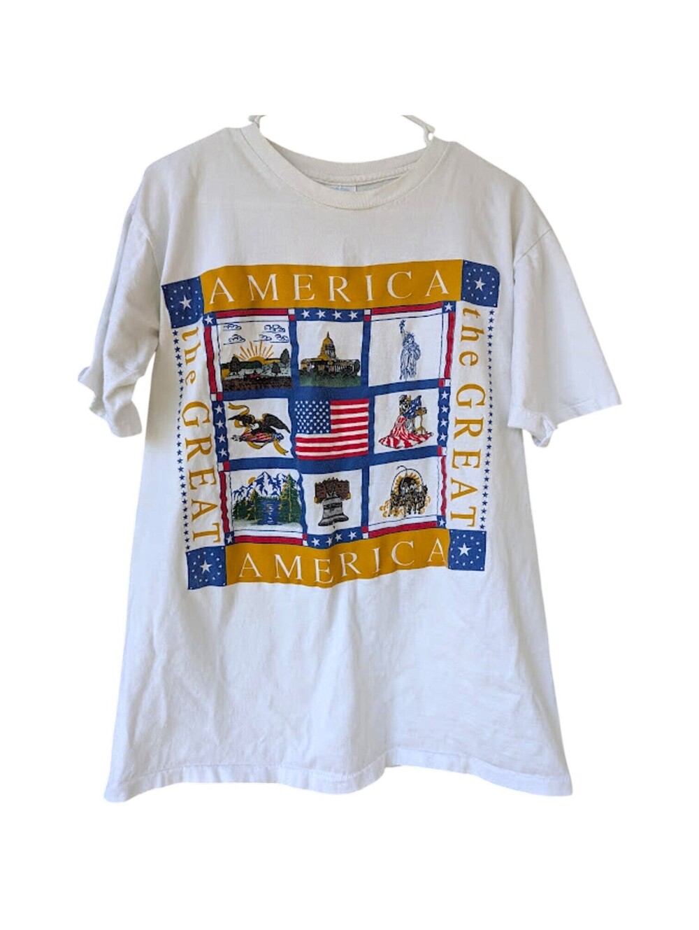 Vintage 90s America The Great T-Shirt Men L Single Stitch Jostens USA Made 21x29